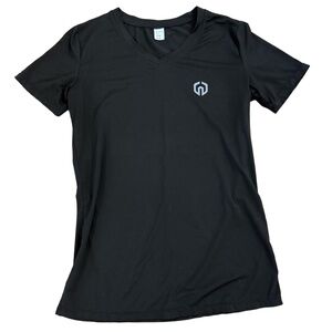 Neleus‎ TShirt Womens Medium Black VNeck ShortSleeve DriFit Athletic Logo